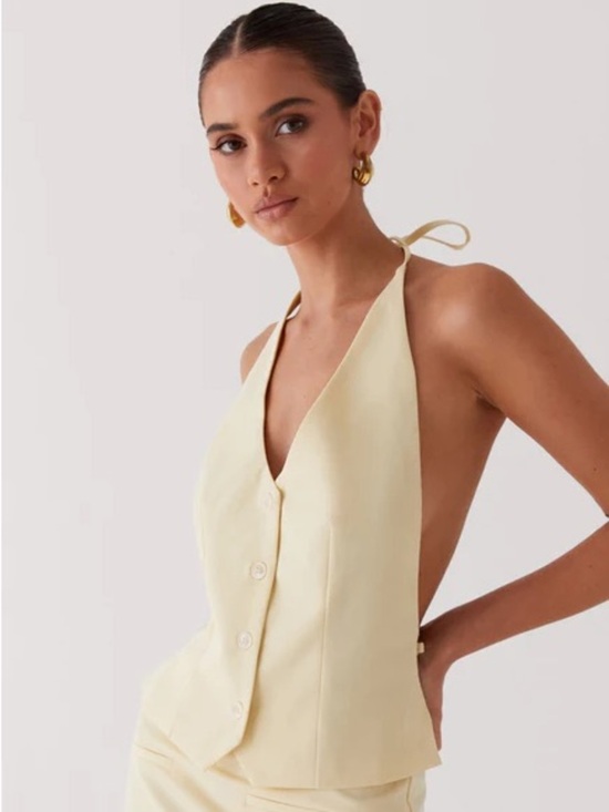 Peppermayo Tops - Peppermayo Sarah Halter Neck Button-Front Vest